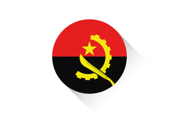 Round flag with shadow of Angola