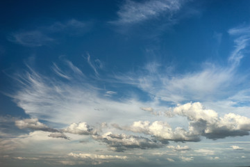 Beautiful clouds in the blue sky over the sea
