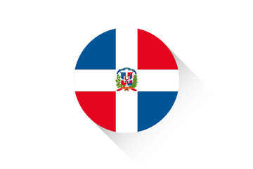 Naklejka premium Round flag with shadow of Dominican Republic