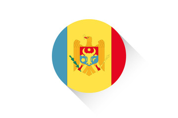 Round flag with shadow of Moldova