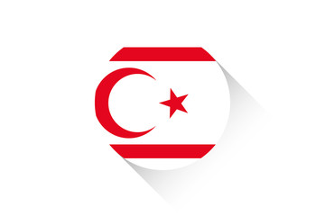 Round flag with shadow of Northern Cyprus