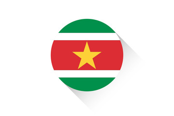 Round flag with shadow of Suriname