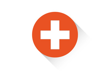 Round flag with shadow of Switzerland