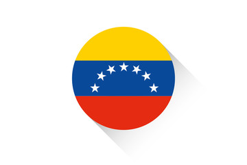 Round flag with shadow of Venezuela