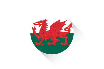 Round flag with shadow of Wales