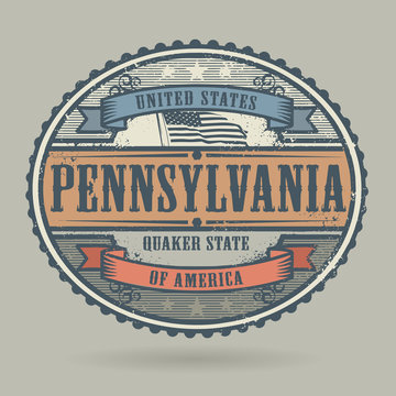 Stamp with the text United States of America, Pennsylvania