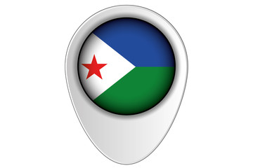 3D Map Pointer Flag Illustration of the country of  Djibouti