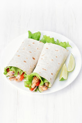 Wrap sandwiches with chicken and vegetables