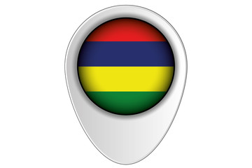 3D Map Pointer Flag Illustration of the country of  Mauritius