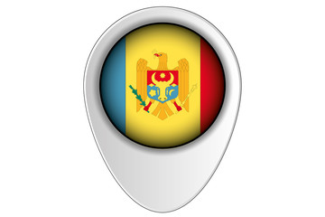 Obraz premium 3D Map Pointer Flag Illustration of the country of Moldova