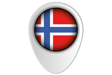 3D Map Pointer Flag Illustration of the country of  Norway