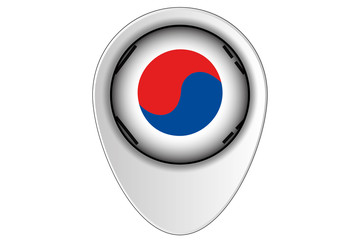 3D Map Pointer Flag Illustration of the country of  South Korea