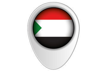 3D Map Pointer Flag Illustration of the country of  Sudan