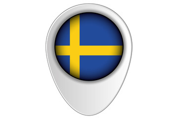 3D Map Pointer Flag Illustration of the country of  Sweden