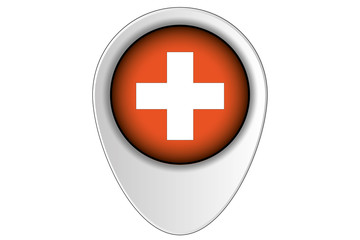 3D Map Pointer Flag Illustration of the country of  Switzerland