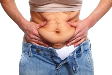 Naklejka premium Woman with fat belly.