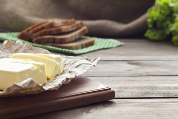 butter and bread - obrazy, fototapety, plakaty