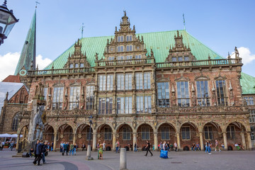 Fototapeta na wymiar Bremen, Germany - June 6, 2014: Historic town hall of Bremen, Germany
