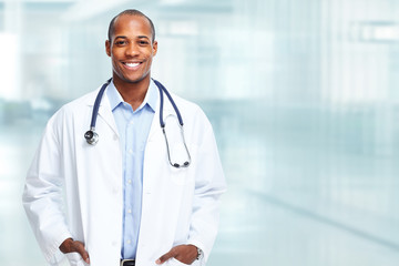 African american medical doctor man.