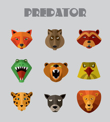 Obraz na płótnie Canvas Predator animals icons. Vector format.