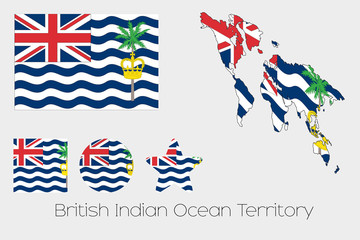 Multiple Shapes Set with the Flag of British Indian Ocean Territ
