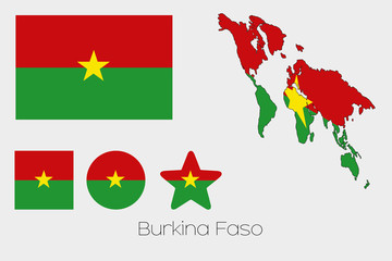 Multiple Shapes Set with the Flag of Burkina Faso