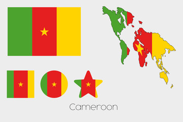 Multiple Shapes Set with the Flag of Cameroon