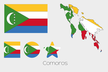 Multiple Shapes Set with the Flag of Comoros