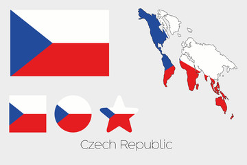 Multiple Shapes Set with the Flag of Czech Republic