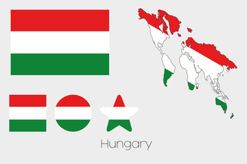 Multiple Shapes Set with the Flag of Hungary