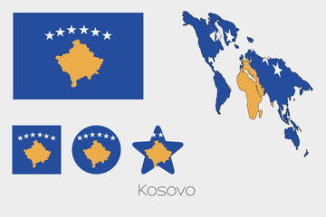 Multiple Shapes Set with the Flag of Kosovo