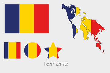 Multiple Shapes Set with the Flag of Romania