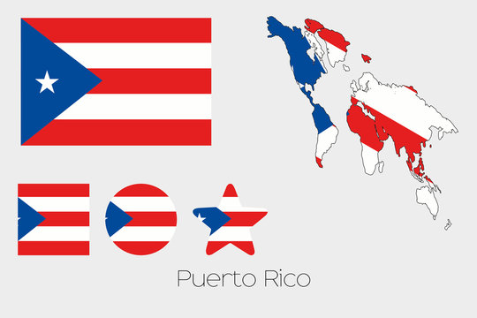 Multiple Shapes Set with the Flag of Puerto Rico
