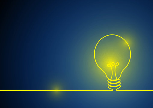 Vector : Yellow lightbulb with line on blue background