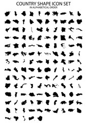 Country Shapes Icon Set on a White Background