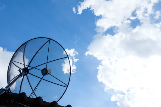 satellite dish on sky and cloud.