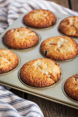 Obraz na płótnie Canvas Fresh homemade delicious apple muffins