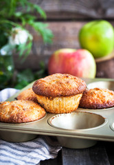 Fresh homemade delicious apple muffins