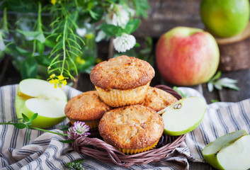 Fresh homemade delicious apple muffins