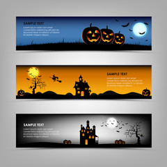 Halloween night banners template