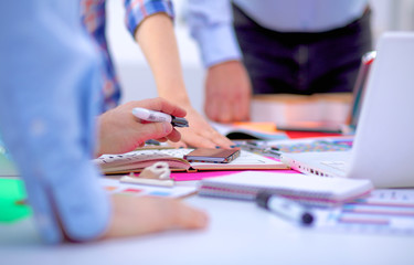 Young business people working at office on new project