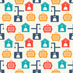 Animal seamless vector pattern of cat silhouettes.