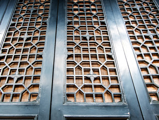 Looking up at chinese triditional door with pattern