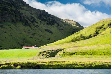 Farm in the mountains, South coast of Iceland