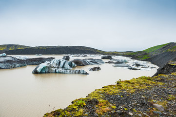 Icebergs in glacial lagoon.
