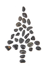 christmas tree from black stones isolated