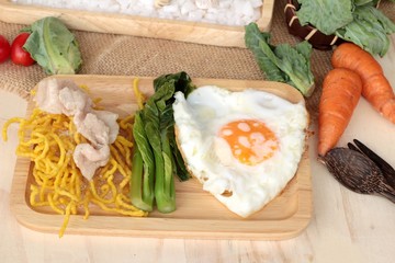 Fried noodle of pork and gravy - chinese food.