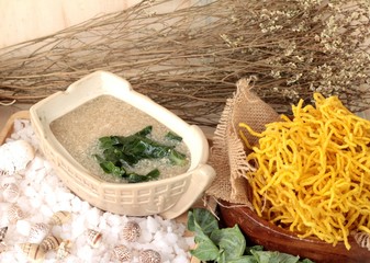 Fried noodle of pork and gravy - chinese food.