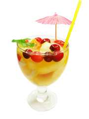 fruit drink cocktail with pineapple and ice