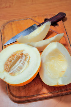 The cut melon